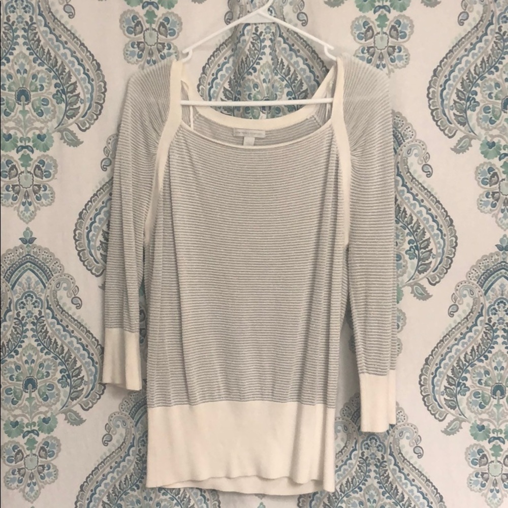 New York & Company striped sparkle sweater sz L